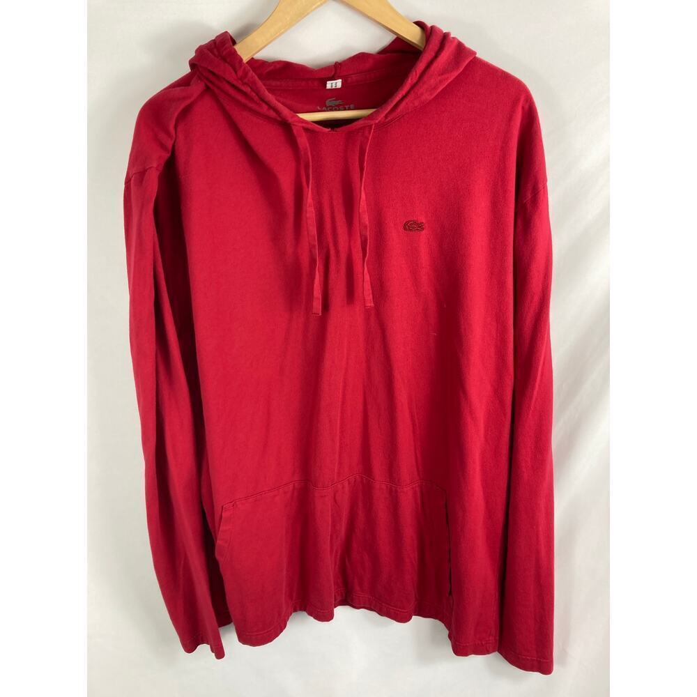 Lacoste Men's Devanlay Red Lightweight Hoodie Size 9 / 4XL